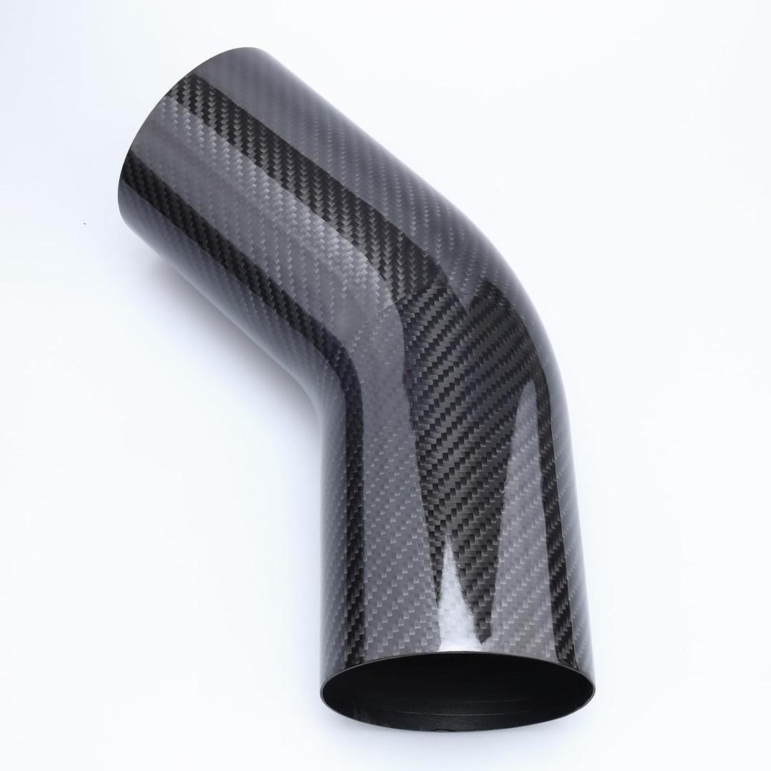 OD 4 inch (102mm) 45 degree Carbon Fiber Elbow, 4" Outer diameter, Leg Length 6 inch (150mm), 1.5mm Thickness, 3K Twill Real Carbon Fiber Bent Tube (no Logo, Emblems or Markings)