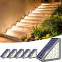 Solar Step Light Outdoor Stair Lights, Deck Lights Outdoor Powered IP65 Waterproof, 3000K Warm White Solar Outdoor Step Light, Decor for Stair, Deck, Step, Porch and Outside Patio, 6 Pack