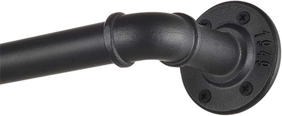 Black Metal Pipe (1" ) Curtain Rods Windows 18-28 Industrial Style Wrap Around