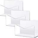 Maitys 3 Pcs Acrylic Mail Letter Organizer Countertop 6 x 2.5 x 4 Inches Clear Mail Postcard Holder Stand Greeting Card Display Rack Document Envelope Home School Office