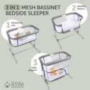 KoolerThings 3 in 1 Baby Bassinet, Bedside Sleeper, & Playpen, Easy Folding Portable Crib (Grey)- KoolaBaby (Mesh Bassinet), 33x20x33