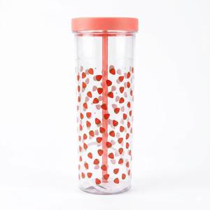 Plastic Sipper & Straw. Strawberry Edition