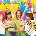 24pcs Reusable Forest Animals Crazy Straws, Drink Cocktail Straws for Lion Fox Zebra Giraffe Safari Birthday Party Supplies Favors, Woodland Party Favors with 2 Cleaning Brushes 6 Colors