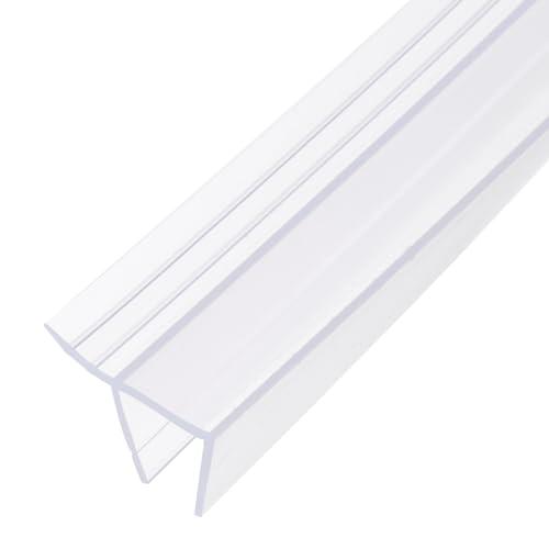 uxcell Shower Door Side Seal, F-Type Shower Door Sweep for 1/2" Glass 130" Long Silicone Frameless Glass Door Seal Strip, Stop Shower Leaks, Clear