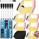 36 Pcs 5.2 x 2.5 Inches Magnetic Dry Erase Name Tags for Classroom with 6 Markers, Reusable Pencil Name Labels for Desks Lockers Whiteboards, Back to School Teacher Supplies