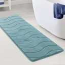 Flamingo P Memory Foam Bath Mat Extra Long Non Slip Shower Rug Mats for Bathroom Water Absorbent Thick Soft, 47x17,Aqua Green