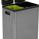 Simpli-Magic 16 Gallon (60L) Elegant Black Step Trash Can Dual Compartment Kitchen Garbage Can with Waste & Recycling Bins Slow-Close Lid, Odor Control, Hands-Free, Premium Stainless Steel