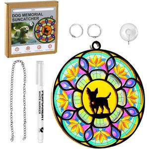 Dog Memorial Suncatcher,Unique Circular Memorial Gift for Loss of Beloved Pet, Write Small Animals Name Pet Memorial Gift