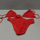 OYOANGLE Women's Ring Linked Cut Out One Piece Swimsuits Textured Tie Backless Halter Bathing Suit Monokini (Medium)