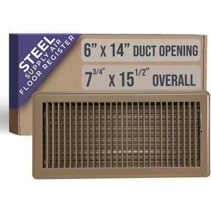 Fits 6x14 and 14x6 Duct Opening | Floor Register with Louvered Design by Handua | Heavy Duty Walkable Design with Damper | Floor Vent Grille | Easy to Adjust Air Supply Lever | Brown
