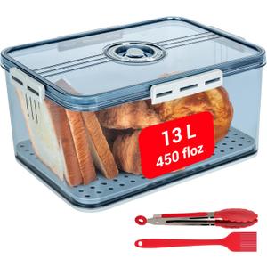Bread Box for Homemade Bread-Airtight Plastic Bread Storage Container with Lids, Fridge-Time Recording Acrylic Clear Sealed Toast,Donut,Cookies Keeper(Dishwasher Safe-no)