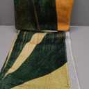 Boho Tropical Leaves Washable Living Room Area Rug, Low Profile Abstract Pattern, Non-Slip Backing Carpet for Kitchen, Bedroom, Dining Room (7'1" x 5' (Rectangular))