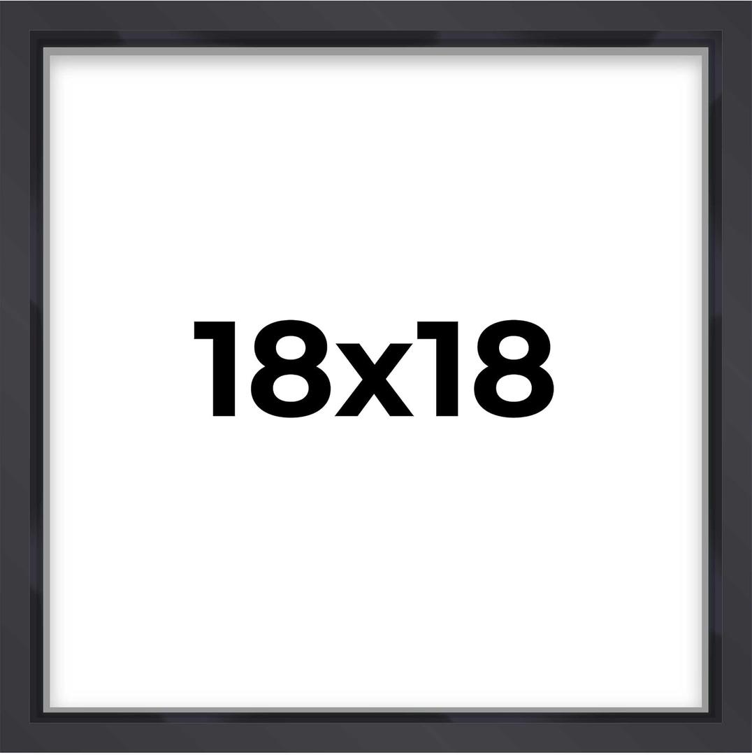 18x18 Shadow Box Frame Contemporary Black Finish | 3/4" Depth of Usable Space| Interior Size 18x18 Inches| UV Resistant Acrylic, Acid-Free Backing, Wall Hangers | Made in USA