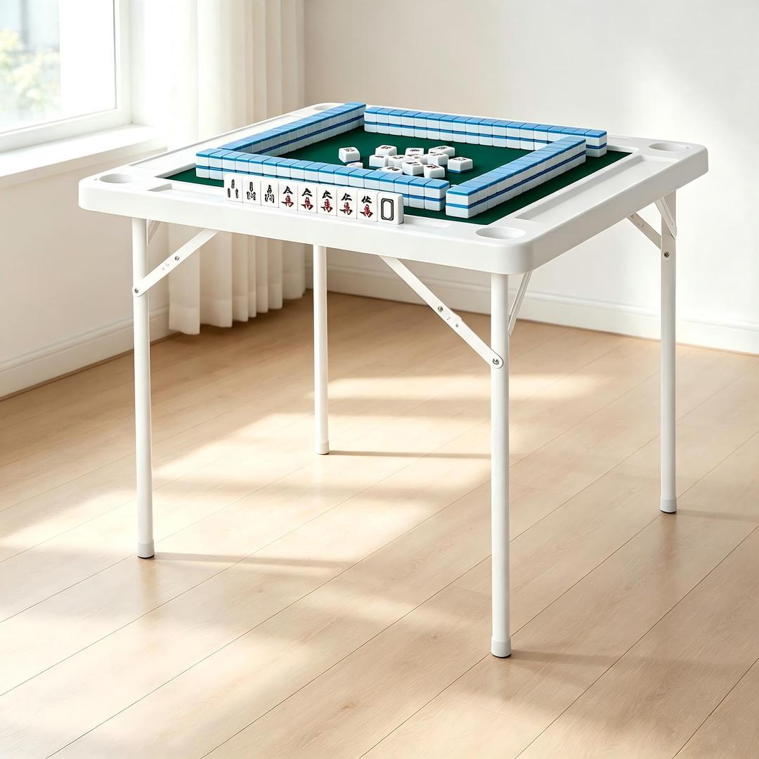 Garvee 35" Mahjong Table 4Player Folding Card Table w/Cup Holders &Tray