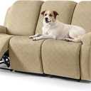 Timeles Recliner Covers for 3 Seater Reclining Sofa Slipcover Furniture Protector for Dogs and Pets Stretch Soft Washable (Three-Seater, Khaki)