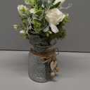 YJ Fake Flowers with Vase, Silk Roses Artificial Flowers in Vase, Faux Flower Plant Arrangement Suitable for Home Office Decoration, Dining Table Centerpiece(White)