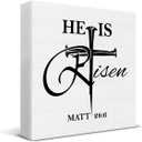 Christian Easter Decor - Easter Decorations for Home - He Is Risen Matthew 28:6 Bible Verse Wooden Sign Home Living Room Bedroom Kitchen Table Shelf Desk Decor 55 Inches