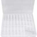 Fockety Bead Organizer Box, Transparent Craft Storage Box Mini Clear Bead Storage Containers with Hinged Lid Labels Rectangle Craft Supply Case for Bead, Nail, Jewelry, Art, DIY Crafts