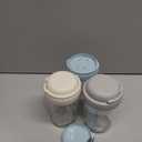 4 Pack Overnight Oats Containers with Lids and Handles, Folding Spoons & Divided Compartments for Fruit & Nuts, 16oz Glass Mason Jars for Oatmeal Yogurt Container with lids (Cream/Blue/Gray/Pink)