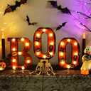 Boo Sign Light Up Halloween Mantel Decor - 8.5 Inch Boo LED Marquee Letters Halloween Decorations Indoor - Battery Operated Halloween Lights for Kitchen Table Bedroom Living Room Home Wall Party Decor