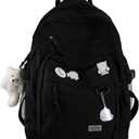 GAXOS Cute Aesthetic Backpack for School Middle Student Travel Pink Backpack Teens Girls Bear Pin Book Bags