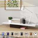 Monitor Stand Riser,Wood & Acrylic Computer Monitor Stand with LED Light,Desk Accessories Desktop Organizer Stand for Computer,Laptop,Printer,PC & TV Screen Riser