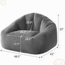 HUGHEAVEN Max Giant Bean Bag Chair, Oversized Bean Bag Sofa for Adults & Teens, Ultra-Soft Comfy Fluffy Floor Lounge Chair with Armrests, Large Bean Bag Couch for Gaming, Reading & Relaxing