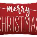 OTOSTAR Red White Christmas Lumbar Pillow Cover 12x20 Inches for Xmas Decorations Merry Christmas Throw Pillow Covers Winter Holiday Cushion Case Decoration for Sofa Couch