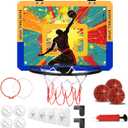 Silent Indoor Mini Basketball Hoop - Large Backboard with 3 Mounting Options, 3 Rims, 3 Balls & Pump