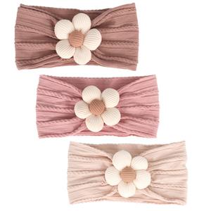 MIUXUESO 2 Pcs Baby Flower Headbands Baby Girls Nylon Headband Soft Hairbands Hair Accessories for Newborn Infant Toddler Kids (Beige Pink)