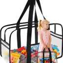 Large Clear Toy Storage Bag with Zipper,17.2x8.7x11.4IN Widen XX-Large Reusable Clear PVC Board Game Storage, Travel Waterproof Organizer Bags for Building Blocks, Puzzle, Book, Board Game(1 Pack)