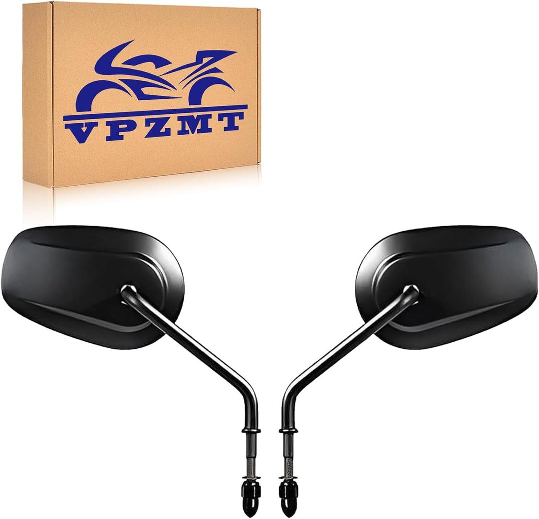 Black 8mm Teardrop Rearview Mirrors Fit for Harley Davidson Road King CVO Road Street Tri Glide Freewheeler Street XG500 XG750 Sportster XL883 1200 Softail Street Bob (Black)
