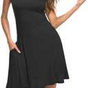 MISFAY Women's Summer Casual T Shirt Dresses Beach Cover up Tank Dress (Black, L)