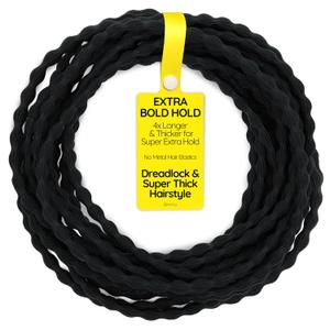 12-Pack 4X Extra Long Hair Ties - Ideal for Dreadlocks, Curly, Extra Thick Hair - Durable, Oversized, and Gentle Ponytail Holders, XXX, Black
