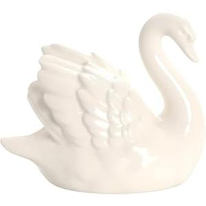 ZKSYLSM Ceramic Swan Figurine - Modern Minimalist Porcelain Statue Art Decor, Knick Knacks Home Decor for Living Room, Office, Desk, Shelf Decoration (White)