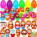 24 Pack Easter Egg Fillers with Squishy Toys, Easter Eggs Filled Squishy Toys, Easter Basket Stuffers, Classroom Prizes for Easter Egg Hunts, Party Favors, Kids (Orange)