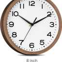 AKCISOT Wall Clock, Modern Small Wall Clocks Battery Operated 8 Inch, Silent Non-Ticking Analog Classic for Office, Home, Bathroom, Kitchen, Bedroom, School(Walnut Grain)