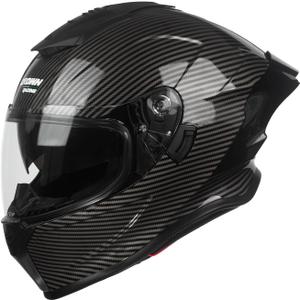 Compact Motorcycle Helmets, Full Face Motorcycle Street Bike Helmet, DOT Approved Model-LW600 Carbon Fiber Pattern, Size-XL