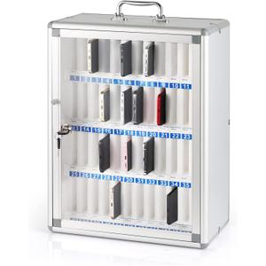 48 Slots Aluminum Alloy Pocket Chart Storage Cabinet for Cell Phones,Wall-Mounted with a Locked,Can be Carried by Hand (48 Slots)