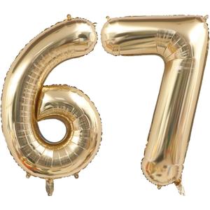 40 Inch Light Gold 67 Number Balloons White Gold Giant 76 Foil Mylar Helium Large Digital Champagne Gold Birthday Numbers Jumbo Balloons 67th or 76th Anniversary Party Decorations Supplies