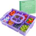 Snackle Box Container, Dishwasher Safety - Divided Serving Tray with Lid and Handle, Charcuterie Board for Portable Snack Platters - Organizer for Fruits Snacks - Perfect for Road Travel - Purple