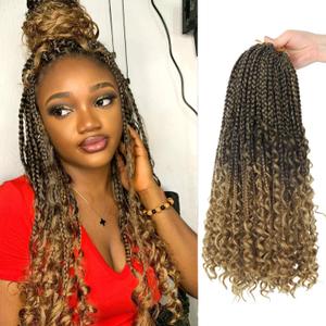 Goddess Box Braids Crochet Hair With Curly Ends 16 Inch Bohomian Box Braids Crochet Braids 8 Packs 3X Crochet Braids Synthetic Braiding Hair Extension for Black Women (16 Inch (Pack of 8), T27)