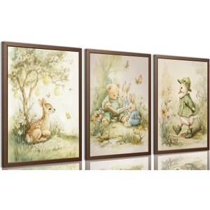 ZDFDFZ Woodland Animal Nursery Canvas wall art Cute Animals Forest Paintings Pictures Wall Decor Duck Bear Deer Poster Printing Artwork for Boys Room Girls Room Home Decoration Unframed
