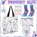 Butterfly Lover Gifts for Women Birthday Gifts Baskets Set Include Canvas Tote Bag, Makeup Bag, Socks, Keychain, Enamel Mug, Small Figurines for Mom, Wife, Sister, Friend