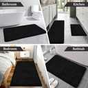Black Bathroom Rugs 23.6"x16.9", Extra Soft Absorbent Thick Shaggy Bath Rugs, Non Slip Quick Dry Bath Mat, Machine Washable Bath Rugs for Bathroom, Microfiber Rugs for Shower Bathtubs