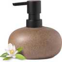 EMPO Stone-Textured Vintage Ceramic Dispenser, High-Color Rough Modern Zen Black ABS Press Bottle for Hand Soap, Shampoo, Conditioner for Bathroom and Kitchen (300ml/10.14oz)