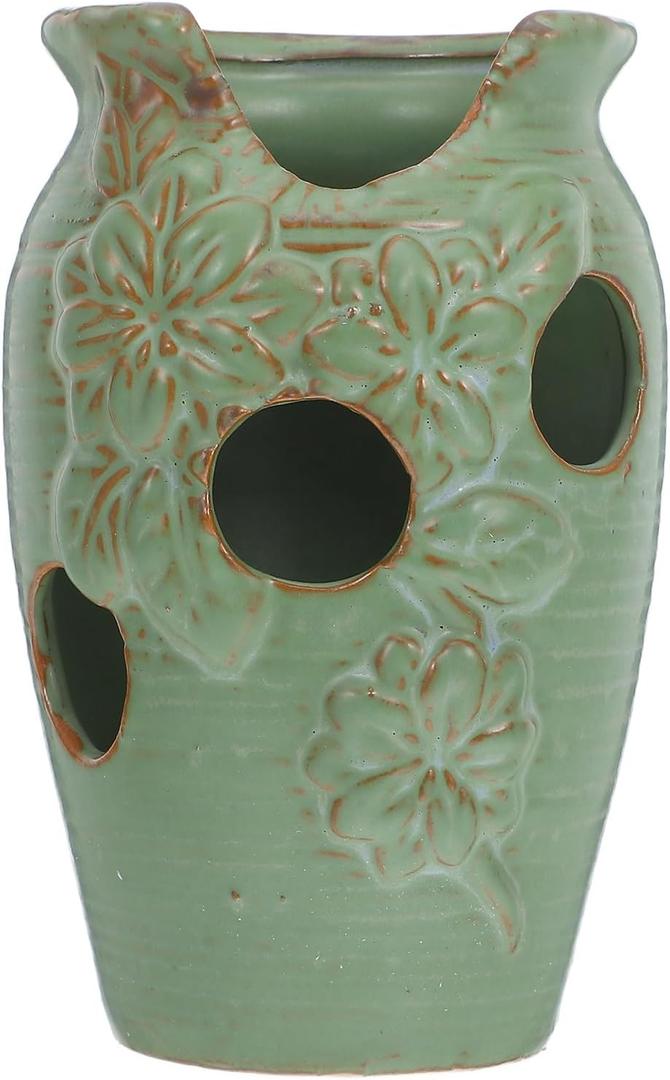 Yardwe Succulent Bowl Light Succulent Plants Bonsai Planter Pottery Ceramics Potted Plant Cliff Pile Hole Flowerpot Pinch Flower Succulents Plants Pot Bonsai Flowers Household Plant pots