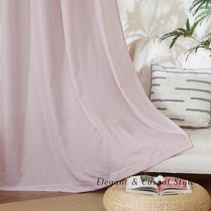 NICETOWN Linen Blend Blush Pink Curtains 96 inches Long, Rod Pocket & Back Tab Light Filtering Semi Sheer Window Treatments Privacy Added Drapes for Bedroom, W55 x L96, 2 Panels