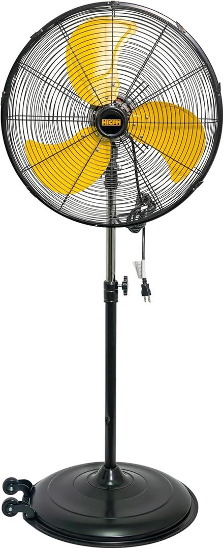 HiCFM 20 inch Pedestal Fan, 50 Tilting 3-Speed 5000 CFM High Velocity Stand Up Fan with 1/5 Powerful Motor for Commercial Industrial Warehouse Gym Garage - UL Safety Listed