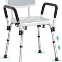 Kicimpro HSA/FSA Shower Chair for Elderly & Disabled, 10 Min Installation, Heavy Duty Bath Chair with Pad, 6 Adjustable Height Shower Seat for 5'1"-6'4" Users